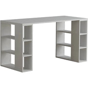 Scrivania Tavolo con Gambe Libreria 140x60x75 cm 6 Scomparti Laterali in Legno Bianco