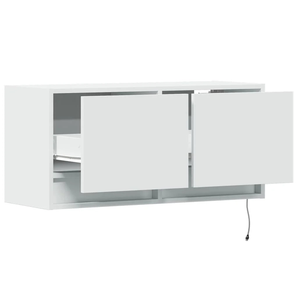 Mobile TV multimediale scaffale TV credenza mobile TV sala da pranzo soggiorno camera da letto montaggio a parete con luci LED 80 x 31 x 35 cm bianco 02_0027912