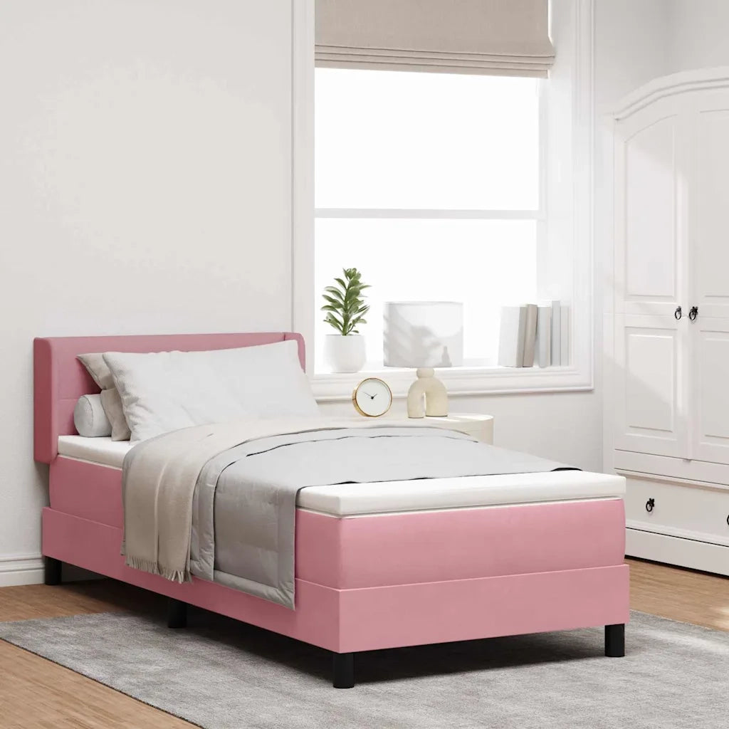 Letto a molle con materasso Rosa 200 x 80 cm Poliestere 3341443