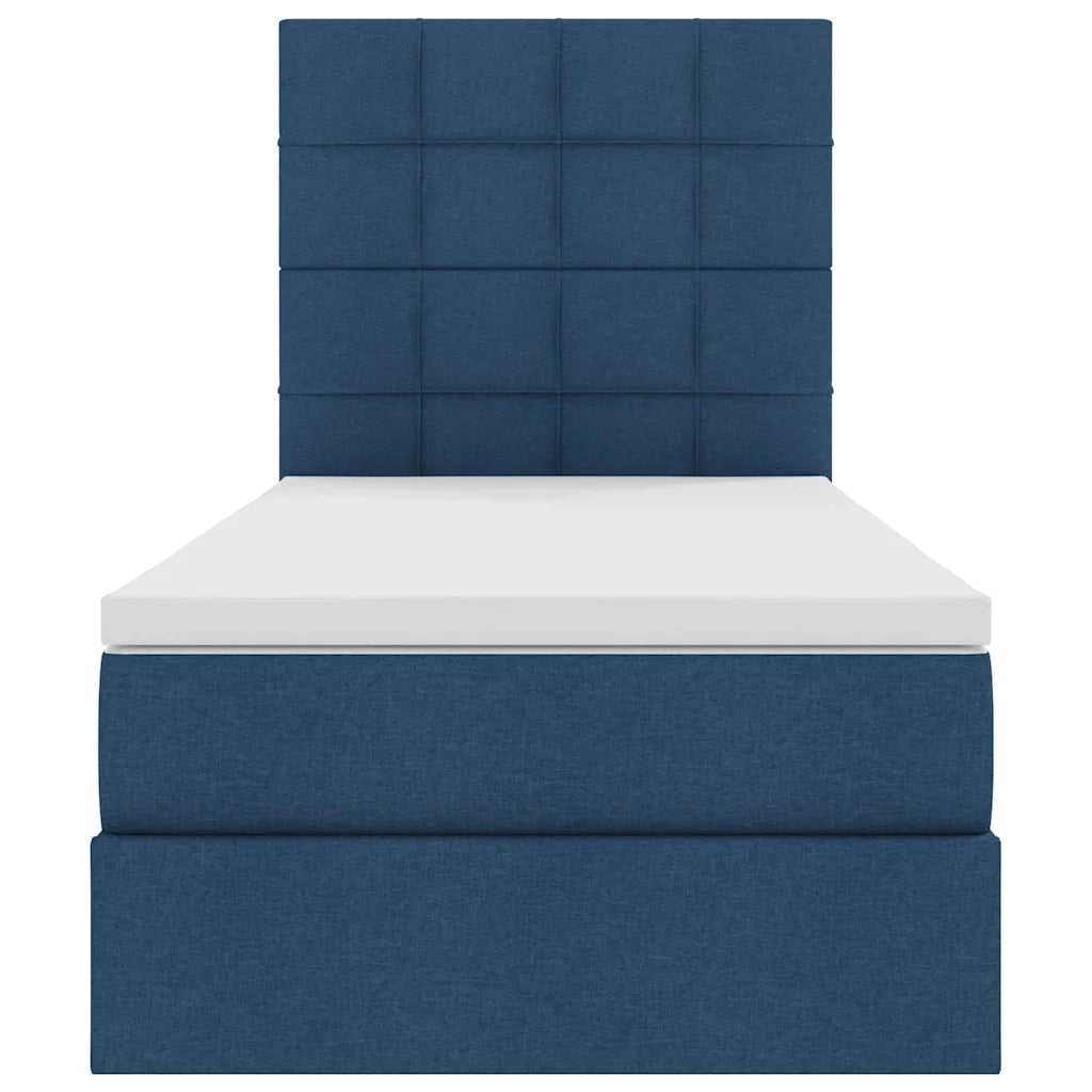 Letto con contenitore LED e materasso Blu 90 x 190 cm Tessuto