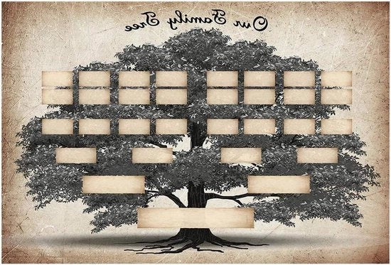 Stammapa Genealogico Vintage - Grafico a mano con linea del tempo - Decorazione per la Genealogia.