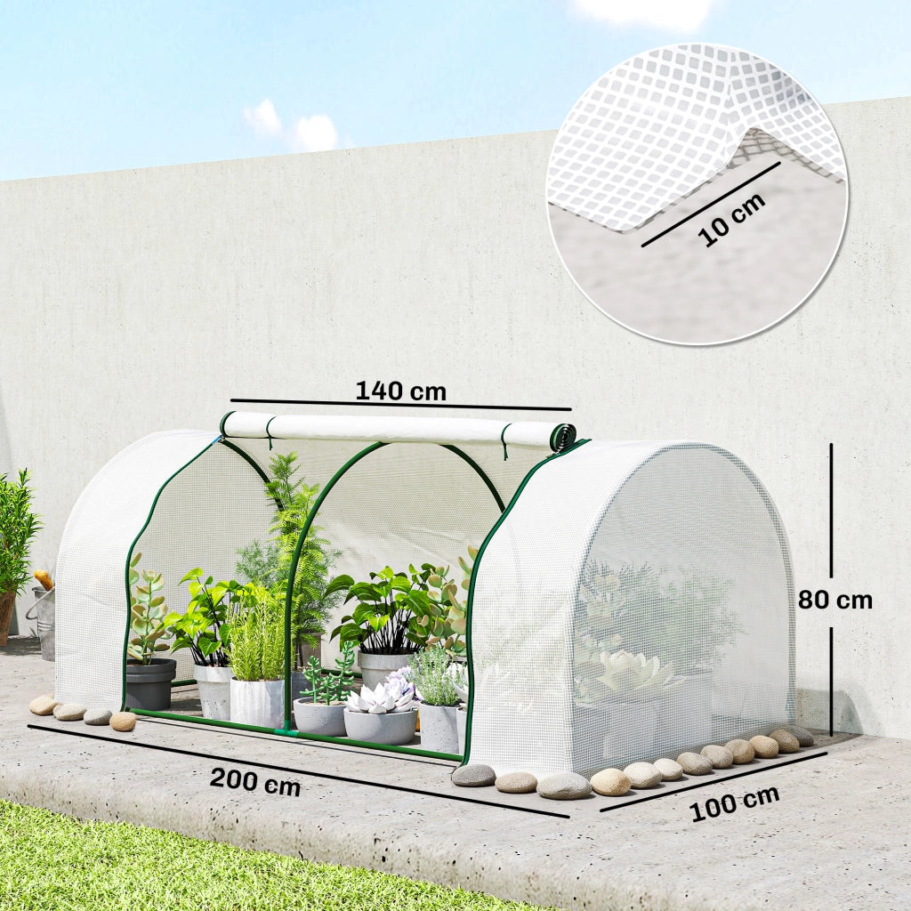 Mini serra per giardino ¨C zephmum ¨C 2x1x0.8m bacheca PE acciaio bianco