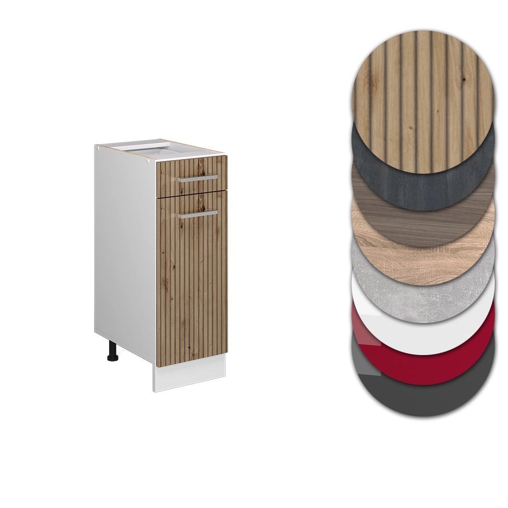 Vicco Mobiletto base per cucina Rovere artigianale 30 cm senza piano di lavoro