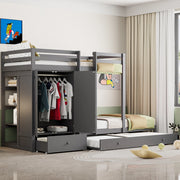 Letto a castello 90x200 cm con letto estraibile e armadio