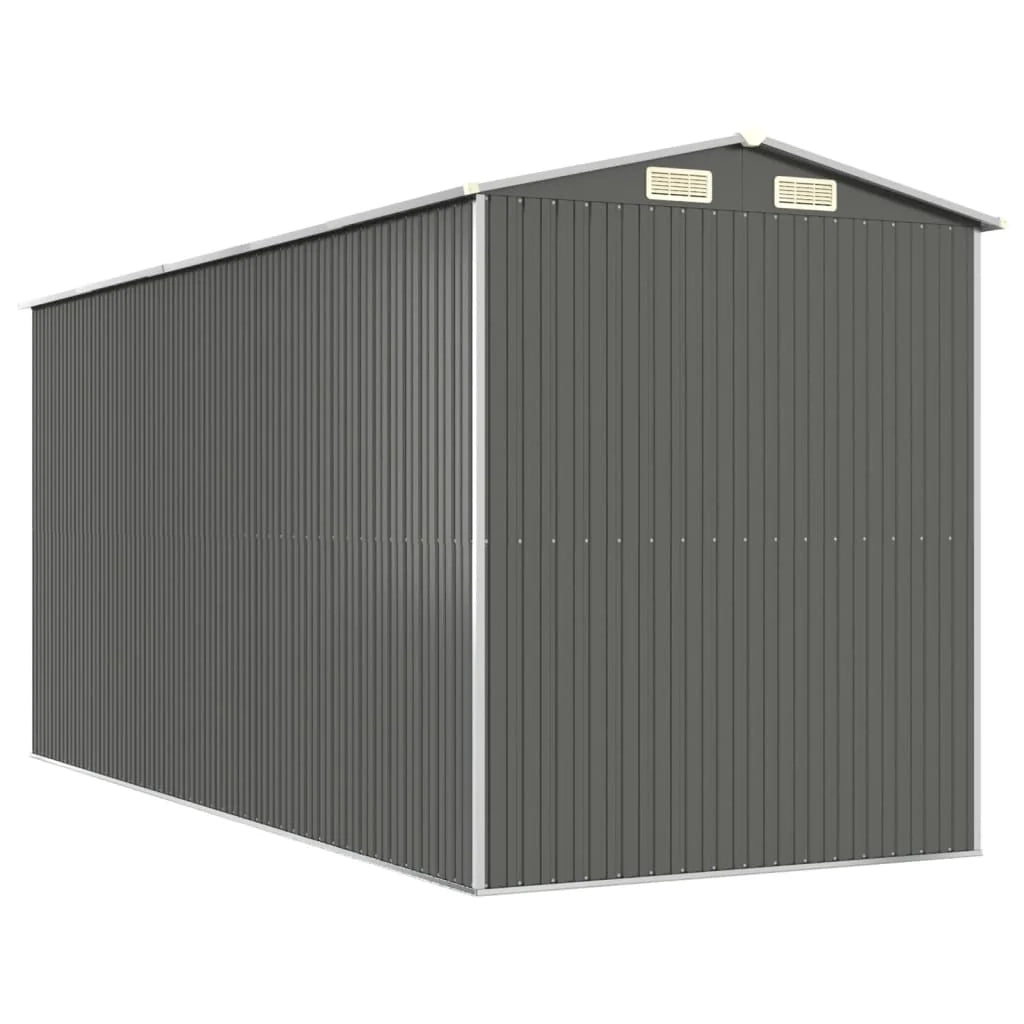 Casetta da giardino cabina ripostiglio capanno da esterno capanno per attrezzi robusta colore chiaro 192 x 440 x 223 cm acciaio zincato grigio 02_0022258