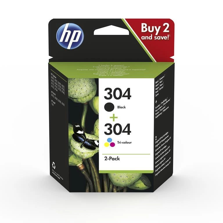 HP Confezione da 2 cartucce di inchiostro nero/in tricromia originali 304