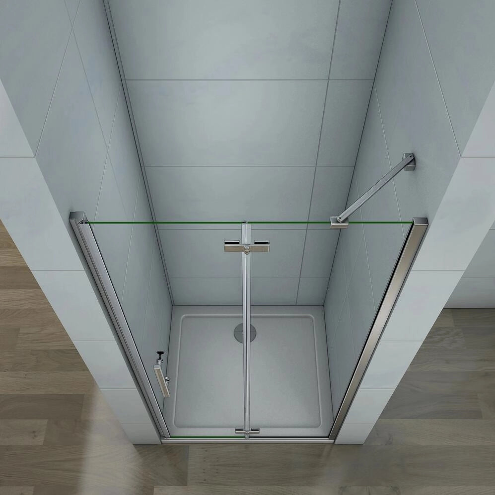 195 cm Porta Doccia per Nicchia Apertura Battente con Barra Stabilizzatrice Vetro 6 mm Temperato Trasparente Anticalcare Larga 90 cm