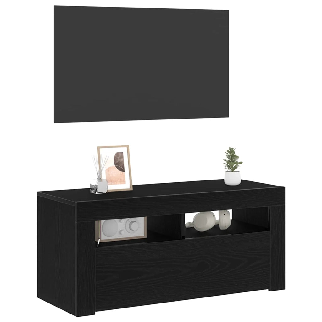 Mobile TV Rovere Nero 90 x 35 x 40 cm Legno multistrato 862560