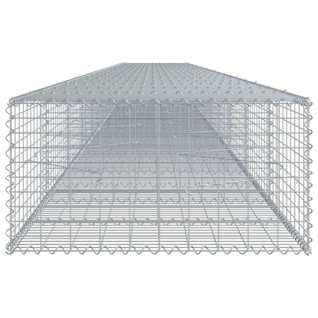 Gabbione recinto a gabbia muro di contenimento con coperchio 1100 x 100 x 50 cm ferro zincato argento 02_0040124