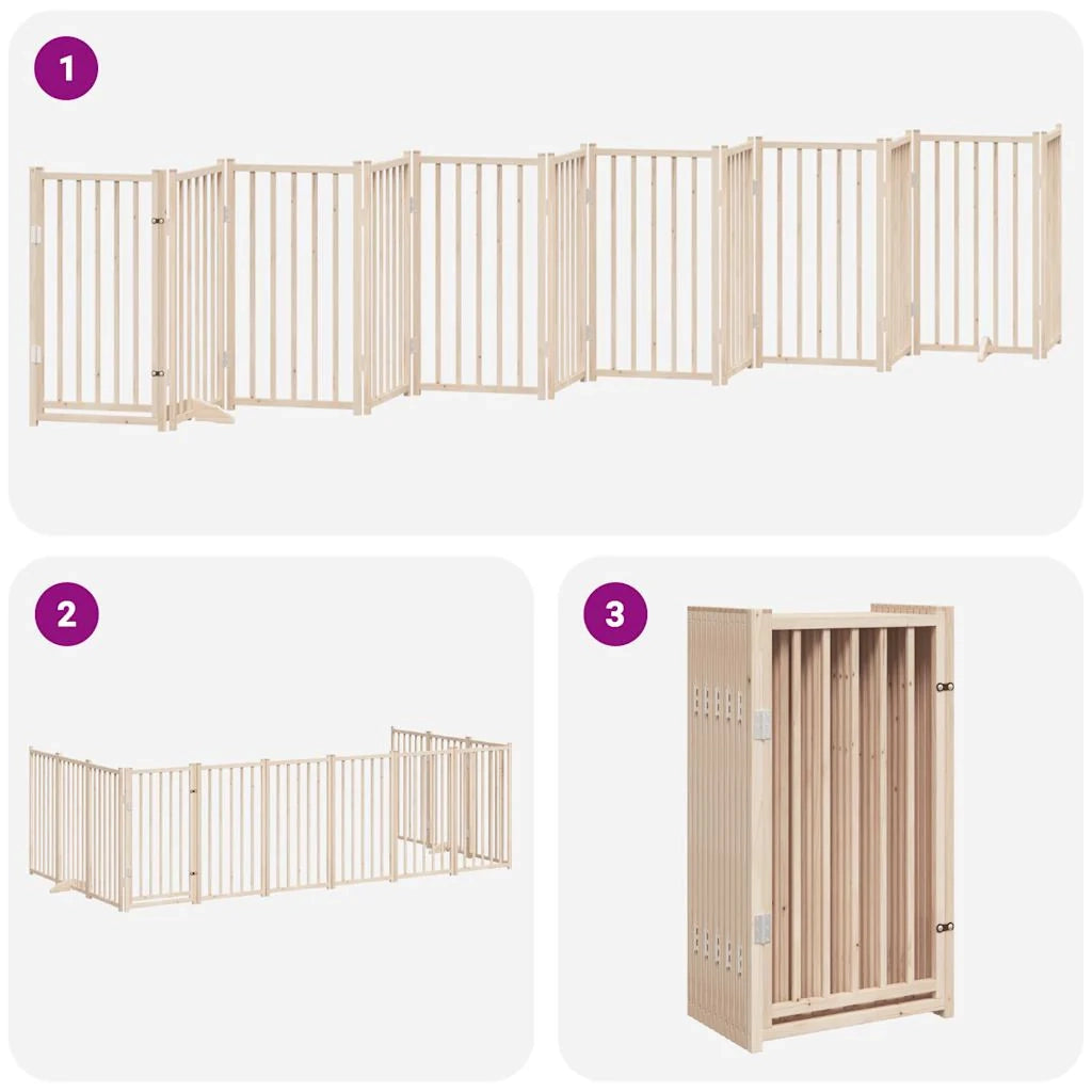 Cancelletto di sicurezza per animali domestici porta pieghevole 12 pannelli legno di pioppo marrone 02_0023160