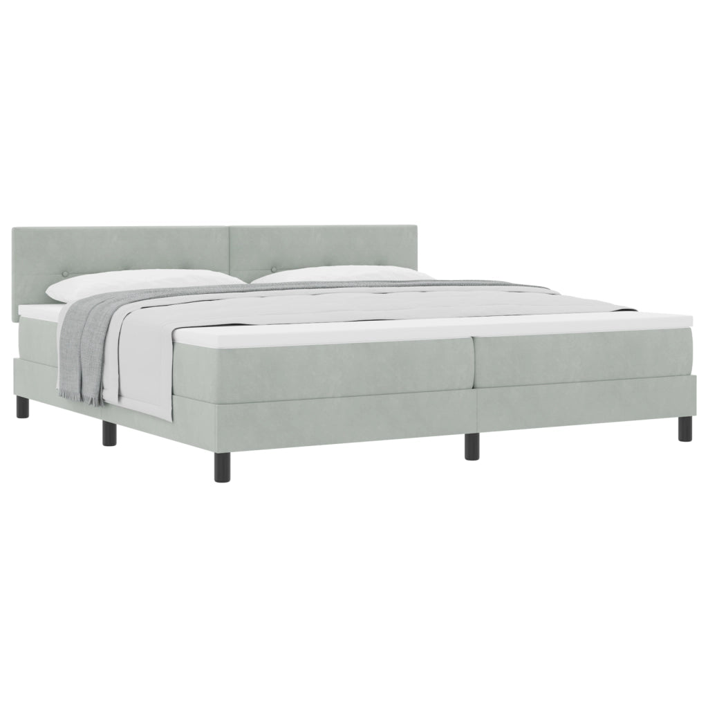 Letto con Box Spring e Materasso  Grigio Chiaro 200x200 cm Velluto