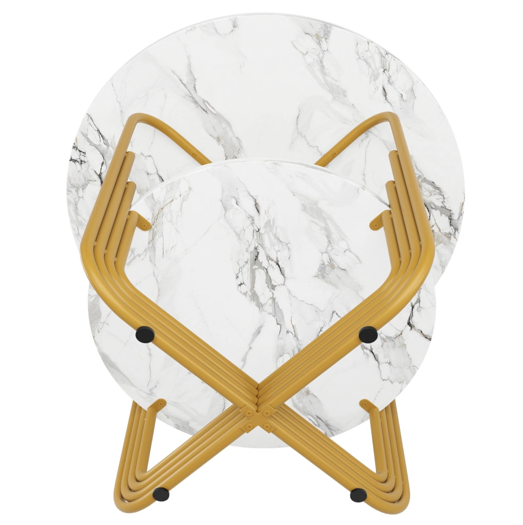 Tavolo da pranzo rotondo 80x80x76 cm in MDF effetto marmo