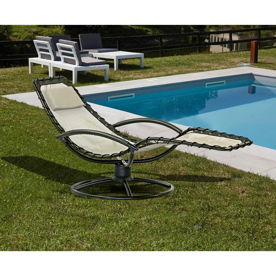 Sdraio chaise longue da Giardino ellittica 175x78x82 cm Twist Panna