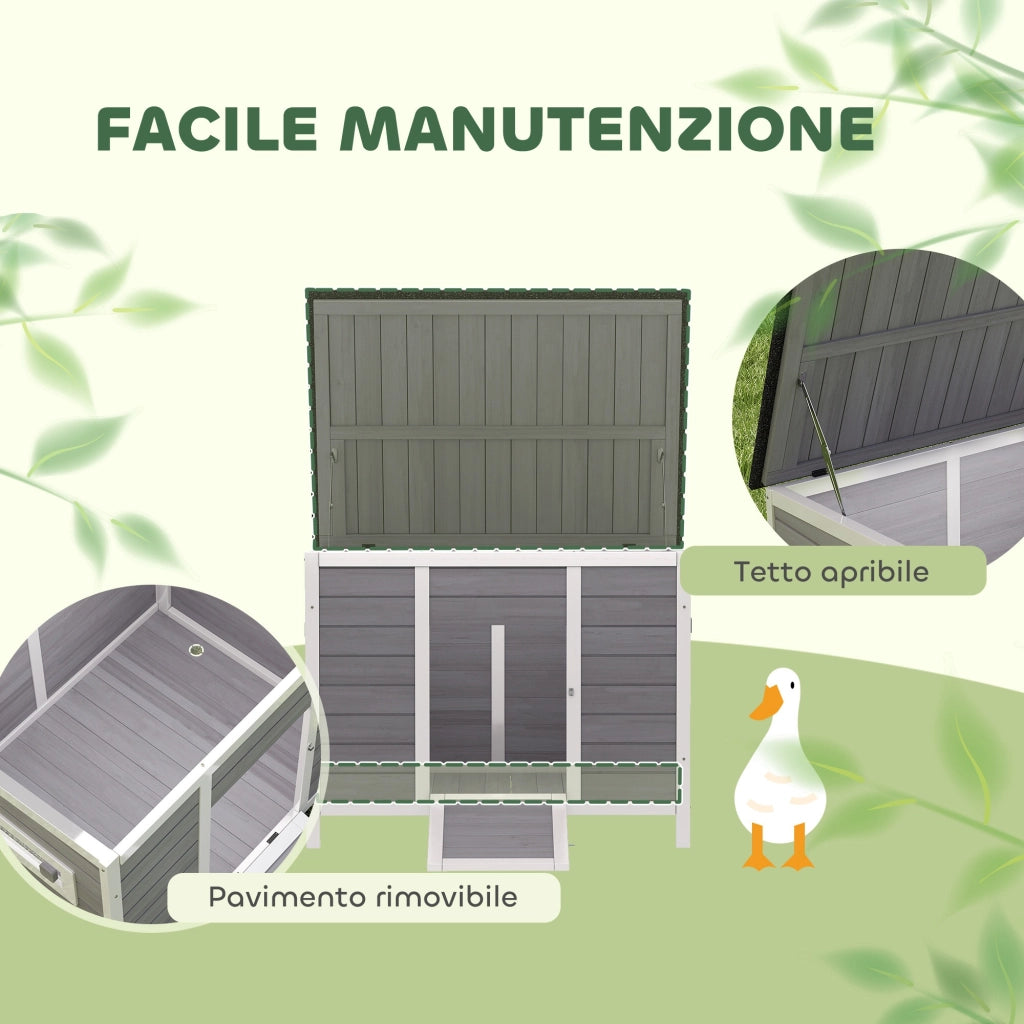 Casetta per Anatre Legno con Tetto Apribile ¨C zephmum ¨C 93x70x72 cm Multicolore