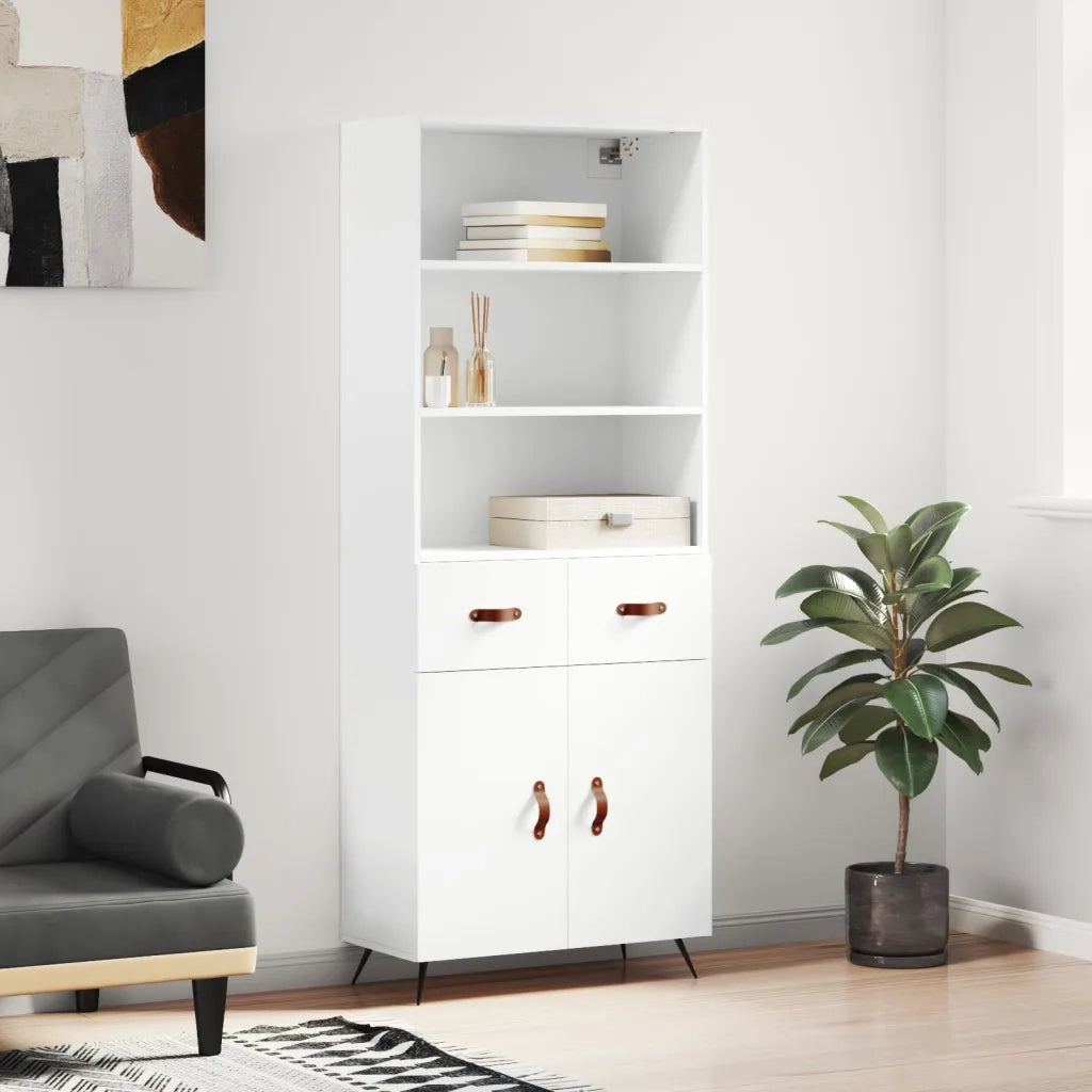 Credenza | Madia | Buffet da pranzo | Armadio da pranzo Bianca 69,5x34x180 cm in Legno Multistrato