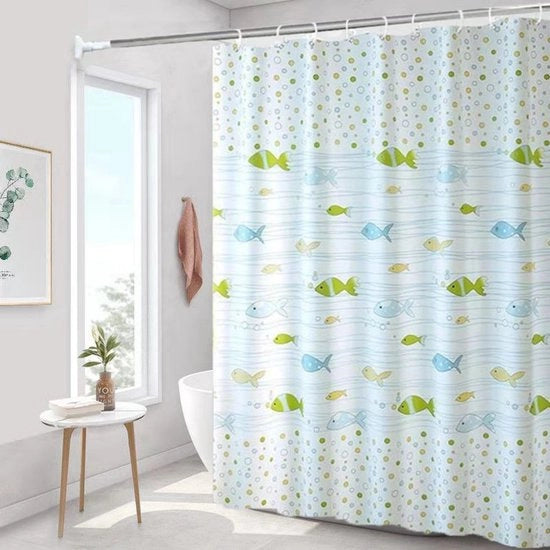 Douchegordino per Bagno 180x200cm - Douchegordino rapido ad asse di appoggio con ganci - Douchegordino impermeabile e schiumogeno - con 12 anelli per Douchegordino - per doccia e bagno