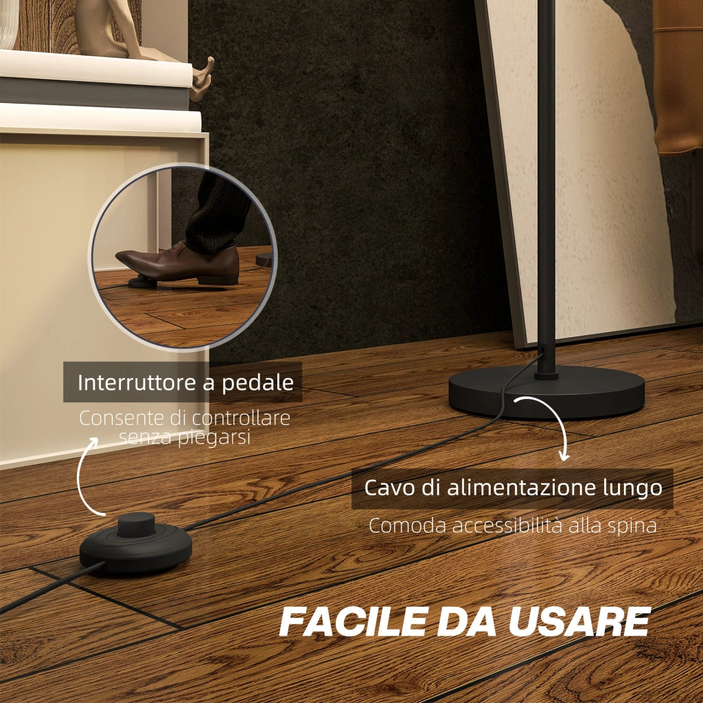 Lampada da Terra Doppia con Interruttore a Pedale ¨C zephmum ¨C Nero ?33x152.5 cm
