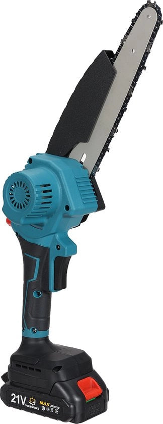 8 pollici motore elettrico senza fili per sega a catena portatile per lavorazione di legno in giardino - con 2 batterie (2000 mAh)