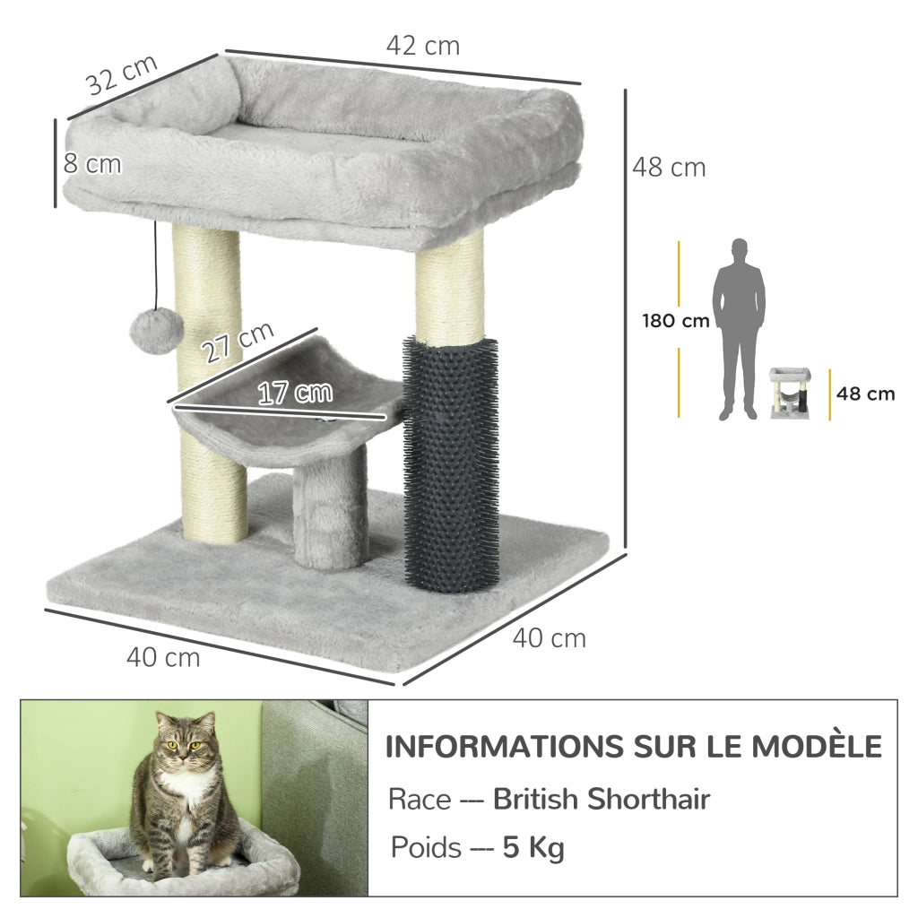 Tiragraffi per gatti con palo sisal e pallina sospesa ¨C Xylo ¨C Grigio 48 cm