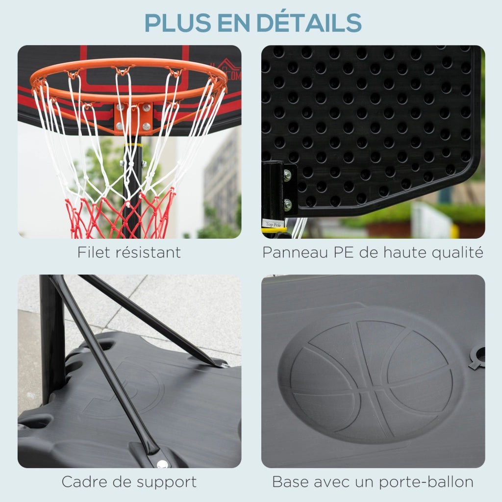 Canestro da Basket con Palo e Tabellone ¨C Xylo ¨C Base con Ruote Altezza Regolabile 2,1-2,6 m