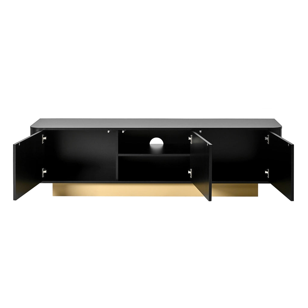 Mobile TV moderno 170 x 40;5 x 47 cm con 3 ante e gestione cavi; nero
