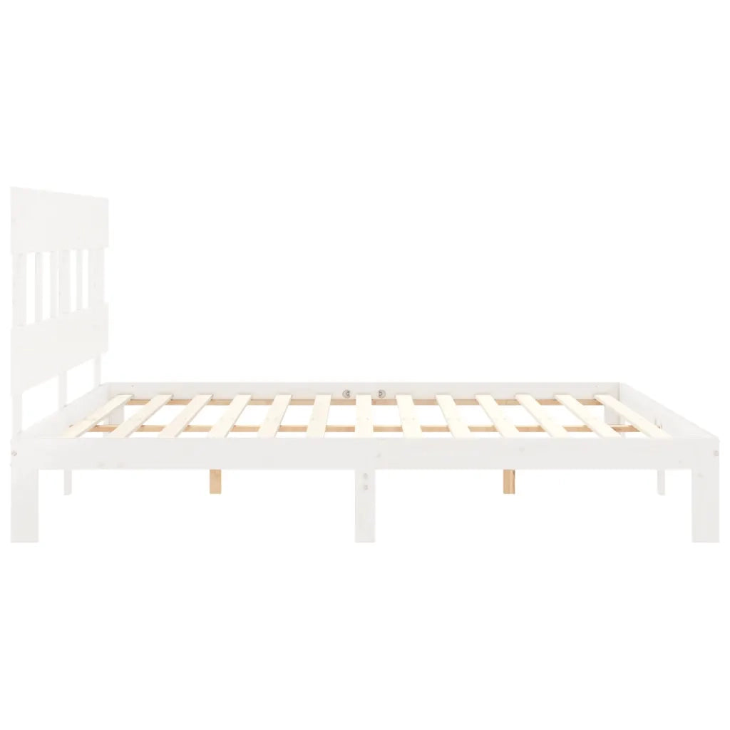 Giroletto senza Materasso-Struttura Letto Bianco 200x200 cm Legno Massello Pino 522728