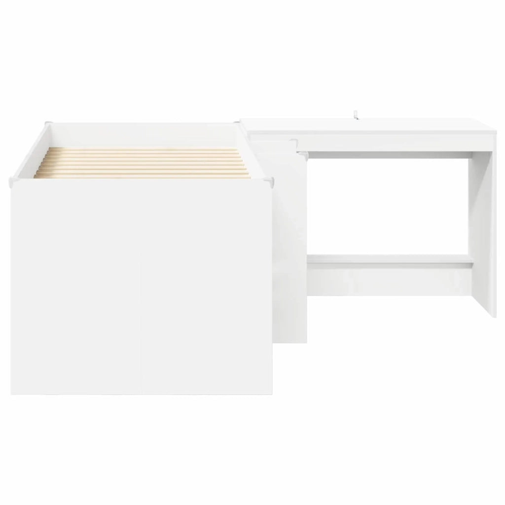 Letto alto per Bambini | Letto Infantile | Lettino con scrivania Bianco 80 x 160 cm
