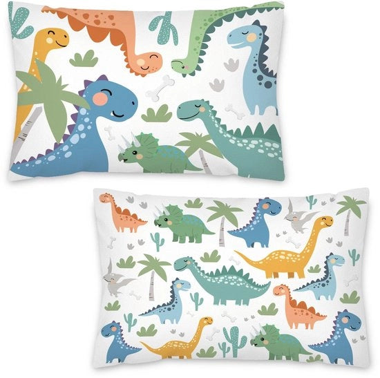 Set di cuscini a forma di dinosauro - 2 pezzi - con copertina in velluto - dimensioni 45 x 33 cm - chiusura a zip nascosta - lavabile in macchina - cuscini con coperchio