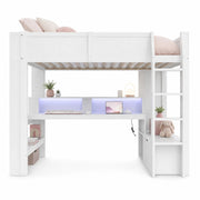 LETTO a soppalco 90x200 cm con scrivania e LED, bianco