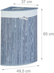 Cesto portabiancheria pieghevole con sacco triangolare 65 cm bambù grigio 13_0001902_5