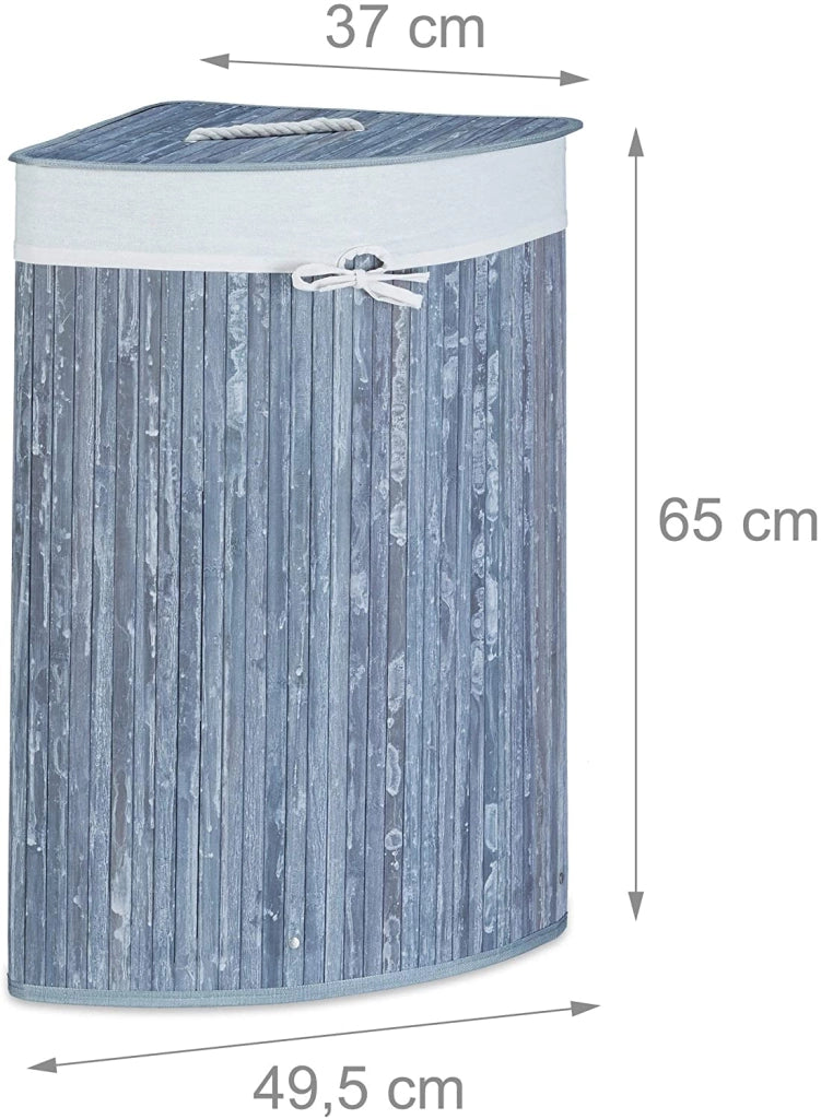 Cesto portabiancheria pieghevole con sacco triangolare 65 cm bambù grigio 13_0001902_5