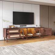 Mobile TV 180 cm ¨C MINIMAL ¨C Marrone, LED, Vetro, Rattan, 2 Cassetti