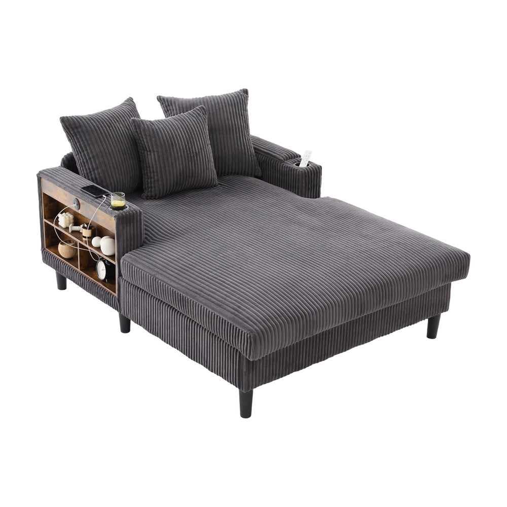 Poltrona multifunzionale con chaise longue - Zephmum - Ampia superficie, porta bevande, illuminazione LED, porta USB