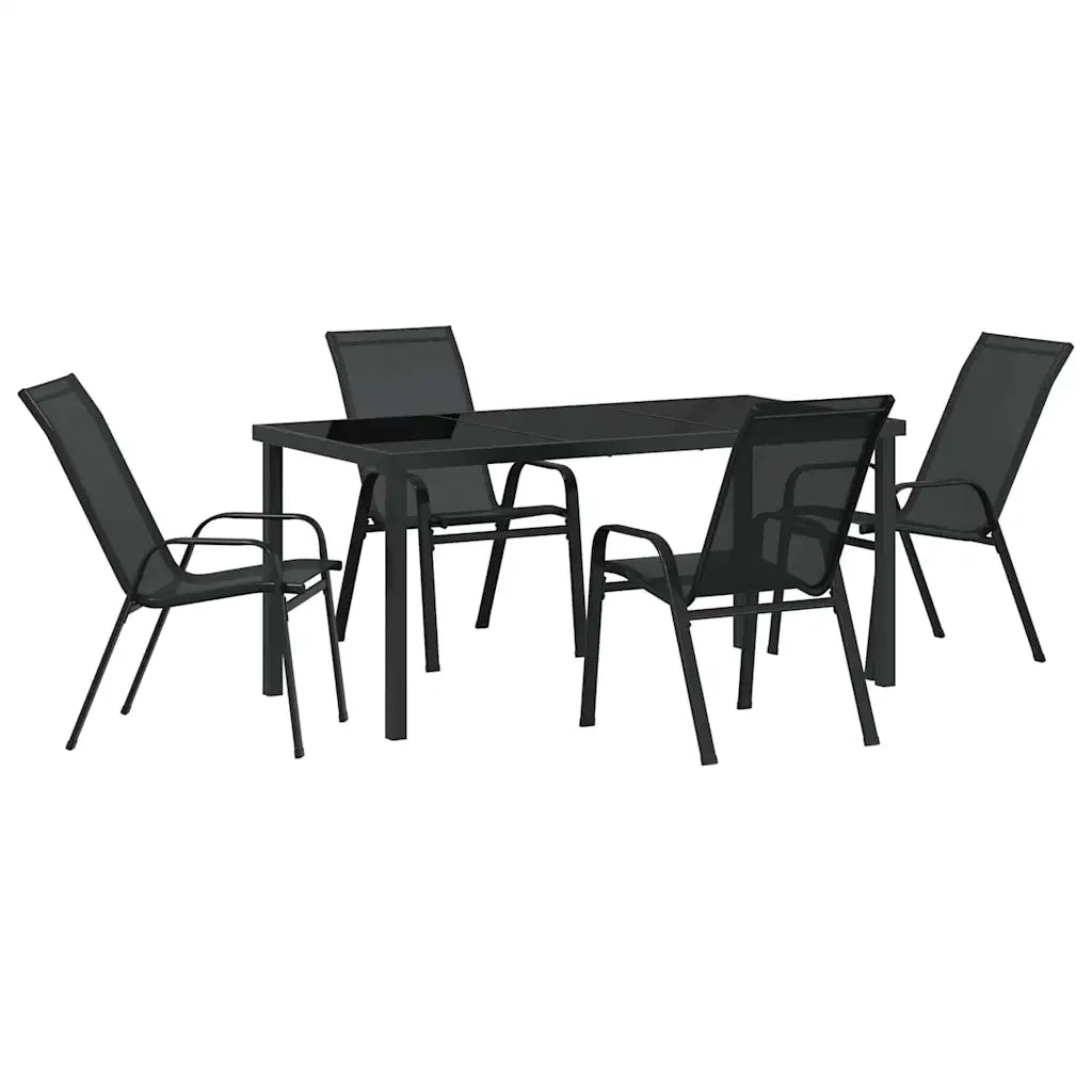 Set da Pranzo per Giardino 5 pcs Nero 3379117