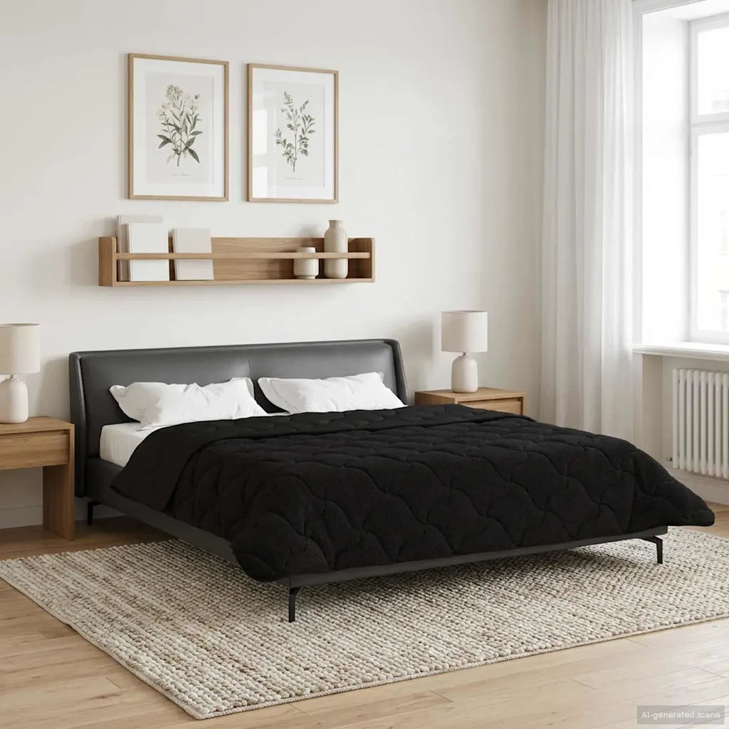 Piumone | Duvet Estivo Nero 200 x 220 cm Microfibra e Fleece Teddy