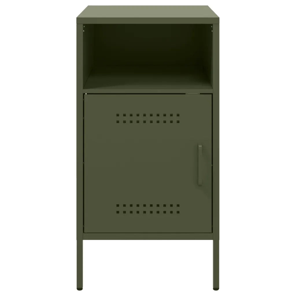 Set di 2 Comodini | Armadio da Notte | Mobiletto da notte Verde Oliva 36x39x68 cm in Acciaio