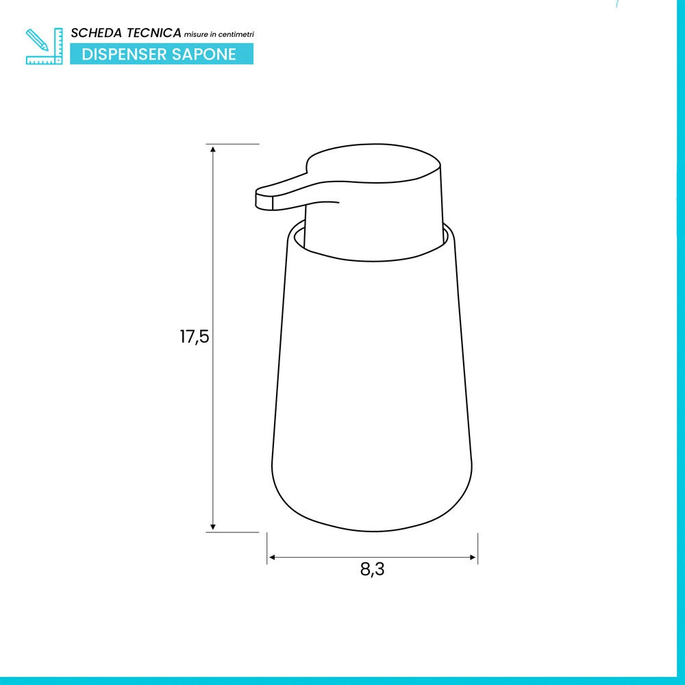 Dispenser sapone turchese e cromo in ceramica antibatterica Sidney