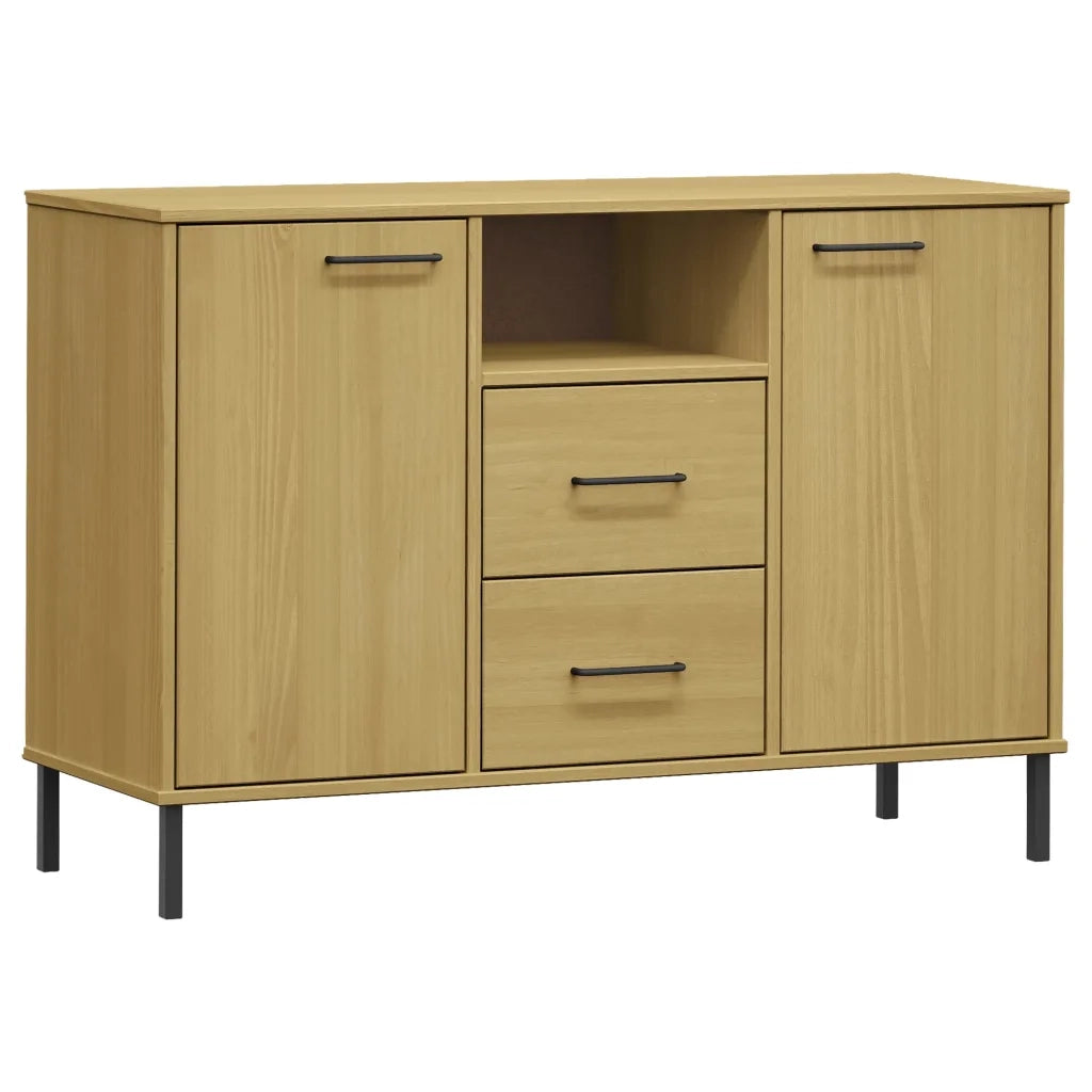 Credenza-Buffet-Armadio da cucina Gambe Metallo Marrone 113x40x77 cm Legno Massello OSLO