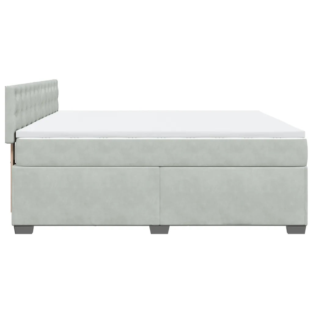 Giroletto a Molle con Materasso Grigio Chiaro 180x200cm Velluto