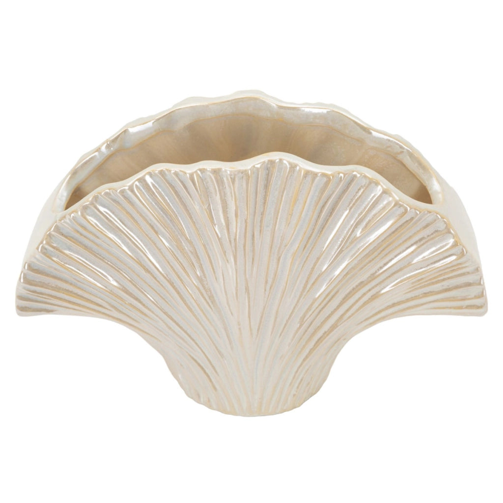 Vaso Decorativo VKH851, Bianco, Ceramica, 27x8x19 cm