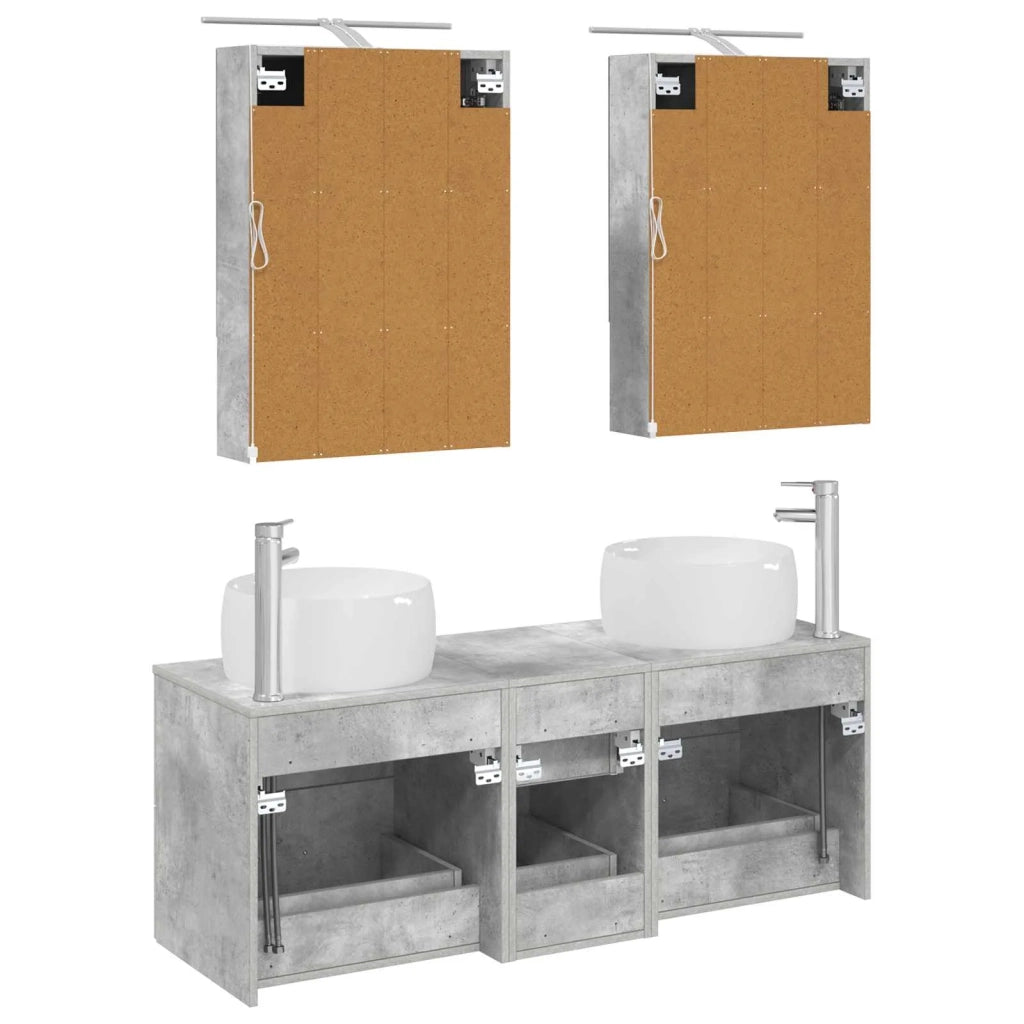 Set di mobili per il bagno 5 pcs Grigio Cemento 3407042