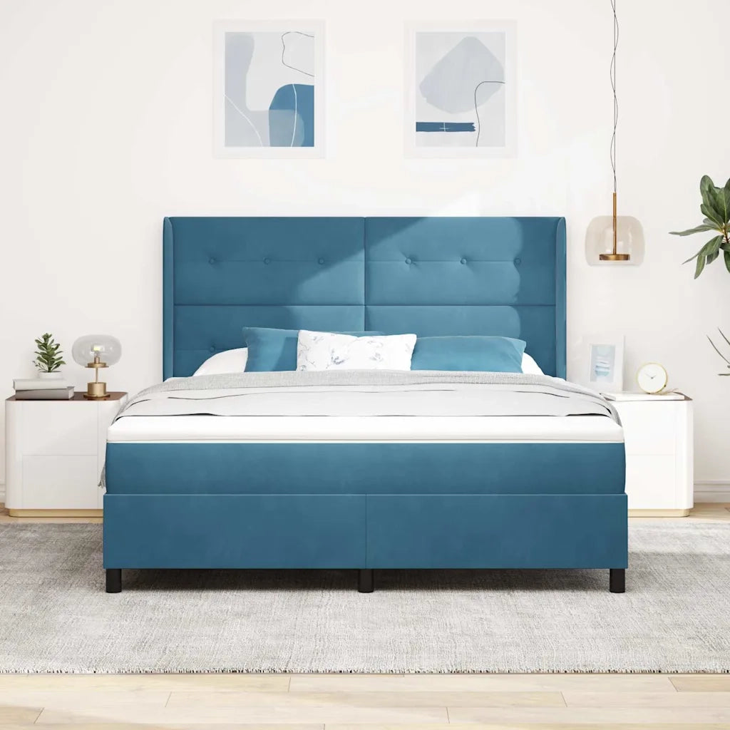 Letto a molle con materasso con led Blu 180 x 200 cm Velluto 3343884