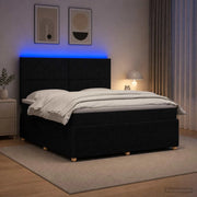 Letto Box Spring LED con Materasso Nero 140 x 200 cm Tessuto 3455883