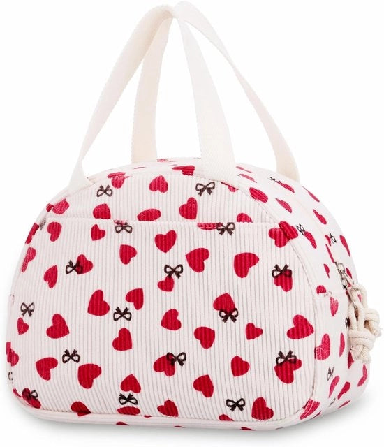 Borsa termica per donne, borsa termica per bambini, borsa termica portatile per studenti, borsa termica per ufficio (beige a forma di cuore)