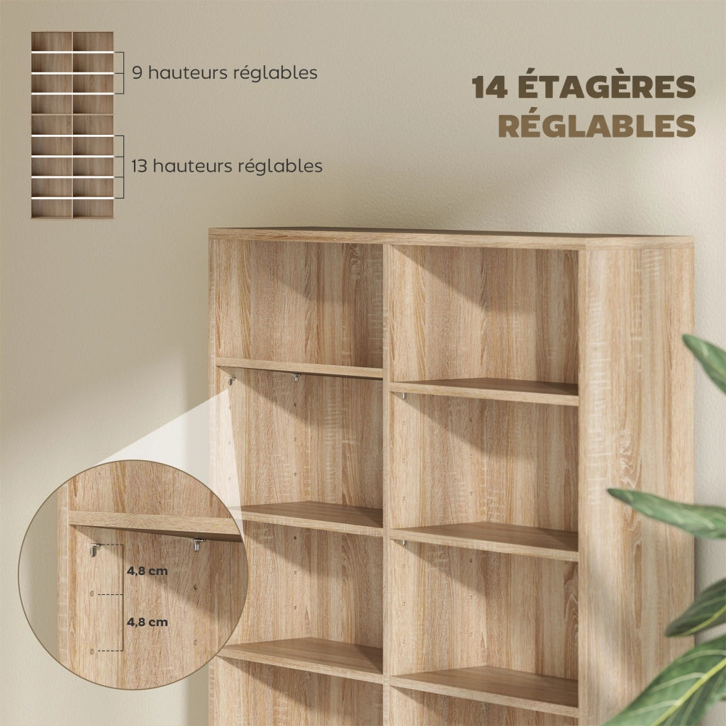 Libreria porta CD DVD Blu-ray ¨C Xylo ¨C 18 scomparti legno naturale 78,5x24x175 cm