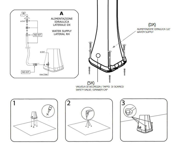 Mini Doccia Solare da Giardino Lavapiedi Miscelatore e Doccetta Mobile Arkema Happy Go Blu