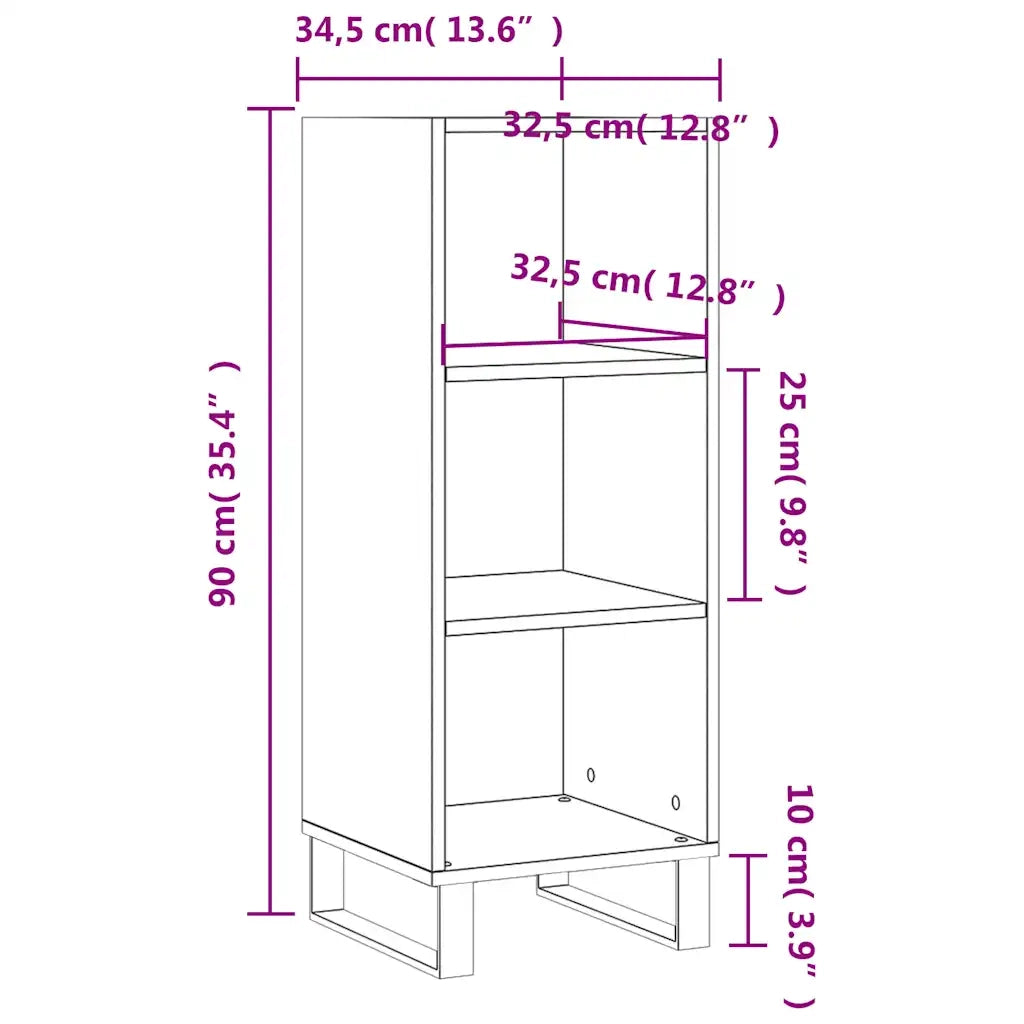 Credenza Grigio Sonoma 34,5x32,5x90 cm in Legno Multistrato
