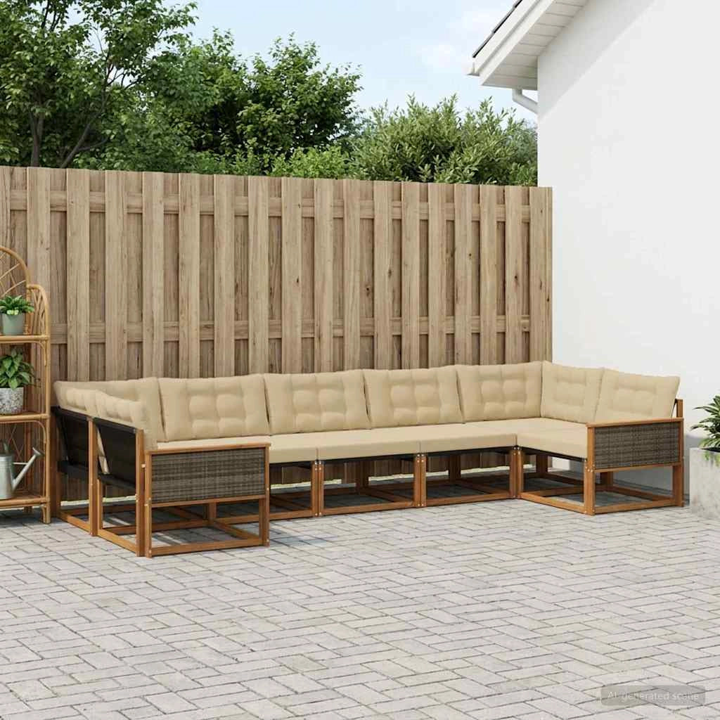 Set di divani da esterno 7 pz Naturale e Beige 3381661