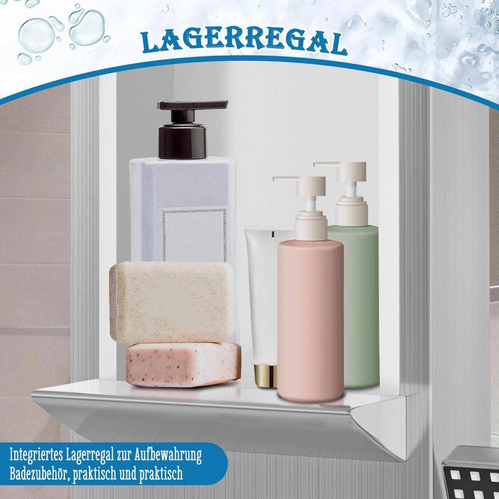 Set completo per doccia a pioggia, pannello doccia in acciaio inox, colonna doccia, 5 funzioni, doccia a cascata, doccetta massaggiante, doccetta manuale, scarico vasca, soffione doccia, nero