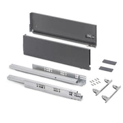 Cassetto esterno Vertex con regolazione 3D altezza 93mm, 40kg, spessore del pannello di 18mm, profondità 500mm, Acciaio